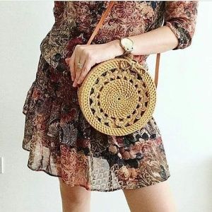 Boho rattan round purse
